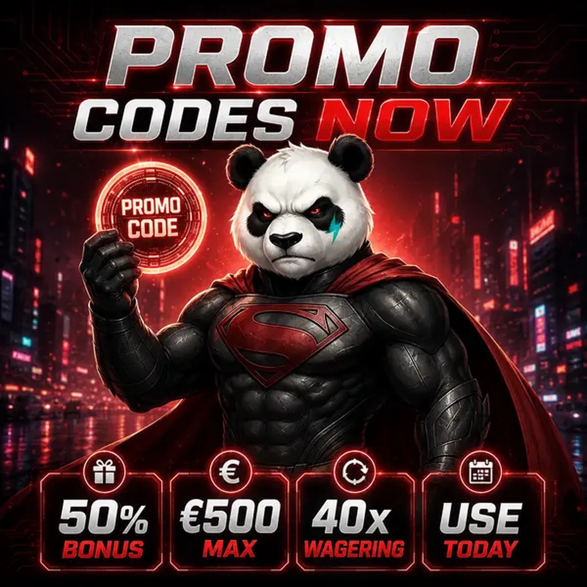 Bruno el Panda mostrando códigos promocionales activos en tablet en Bruno Casino